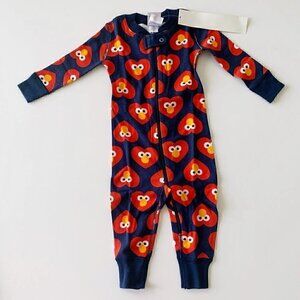 NWT Hanna Andersson Baby Sesame Street Elmo Hearts Sleeper 6-12 Months